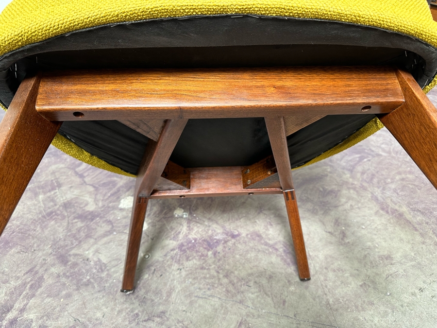 Adrian Pearsall Slim Jim High Back Mid-Century Modern Atomic Age Retro Chair For Craft Associates In Yellow Fabric 25W X 30D X 56H [Photo 8]