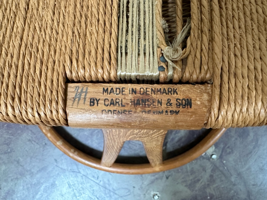 Carl Hansen & Son CH24 Wishbone Chair By Carl Hensen Odense Denmark, Four Chairs (Note One Chair Has Chip Underneath Arm, Also Rope Seating Needs Repair - See Photos) - 21W X 21D X 28.5H [Photo 13]