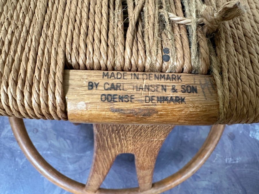 Carl Hansen & Son CH24 Wishbone Chair By Carl Hensen Odense Denmark, Four Chairs (Note One Chair Has Chip Underneath Arm, Also Rope Seating Needs Repair - See Photos) - 21W X 21D X 28.5H [Photo 16]