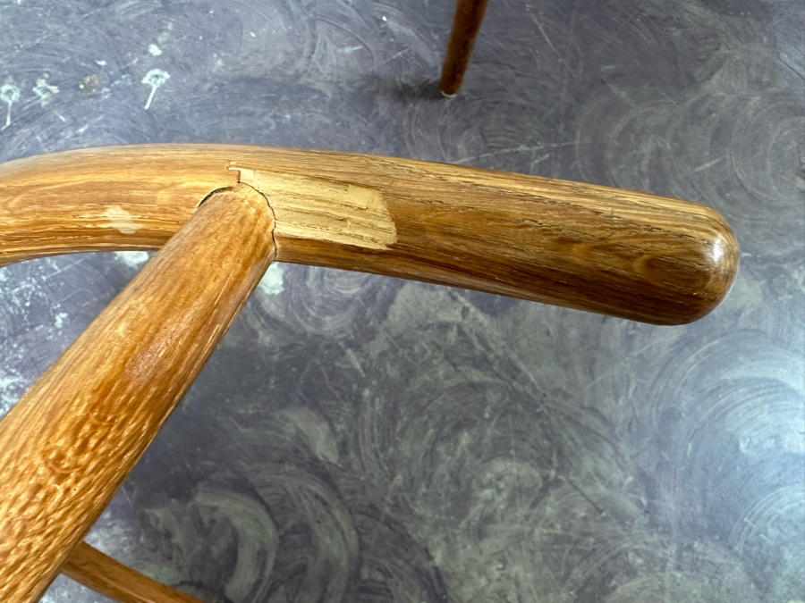 Carl Hansen & Son CH24 Wishbone Chair By Carl Hensen Odense Denmark, Four Chairs (Note One Chair Has Chip Underneath Arm, Also Rope Seating Needs Repair - See Photos) - 21W X 21D X 28.5H [Photo 11]