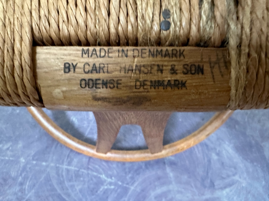 Carl Hansen & Son CH24 Wishbone Chair By Carl Hensen Odense Denmark, Four Chairs (Note One Chair Has Chip Underneath Arm, Also Rope Seating Needs Repair - See Photos) - 21W X 21D X 28.5H [Photo 15]