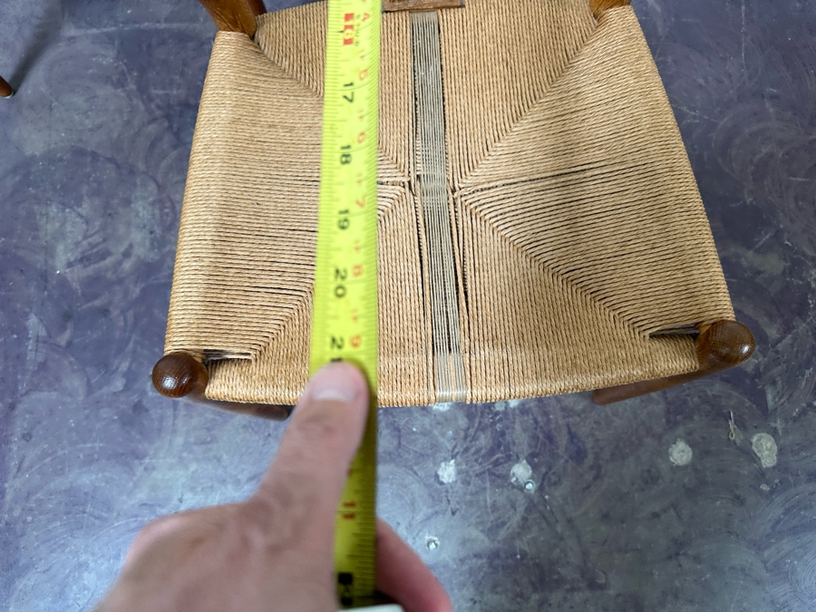 Carl Hansen & Son CH24 Wishbone Chair By Carl Hensen Odense Denmark, Four Chairs (Note One Chair Has Chip Underneath Arm, Also Rope Seating Needs Repair - See Photos) - 21W X 21D X 28.5H [Photo 18]