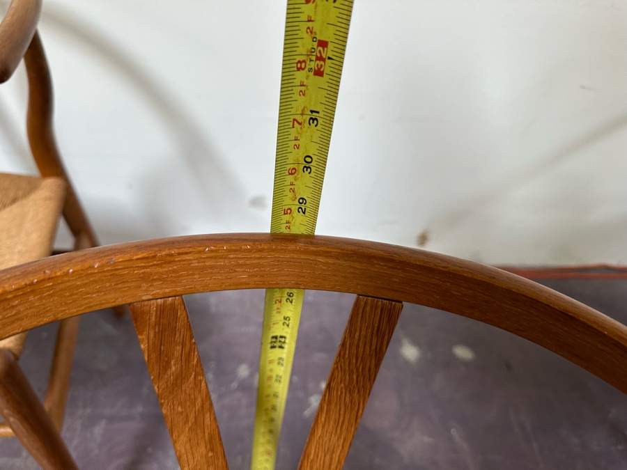 Carl Hansen & Son CH24 Wishbone Chair By Carl Hensen Odense Denmark, Four Chairs (Note One Chair Has Chip Underneath Arm, Also Rope Seating Needs Repair - See Photos) - 21W X 21D X 28.5H [Photo 19]