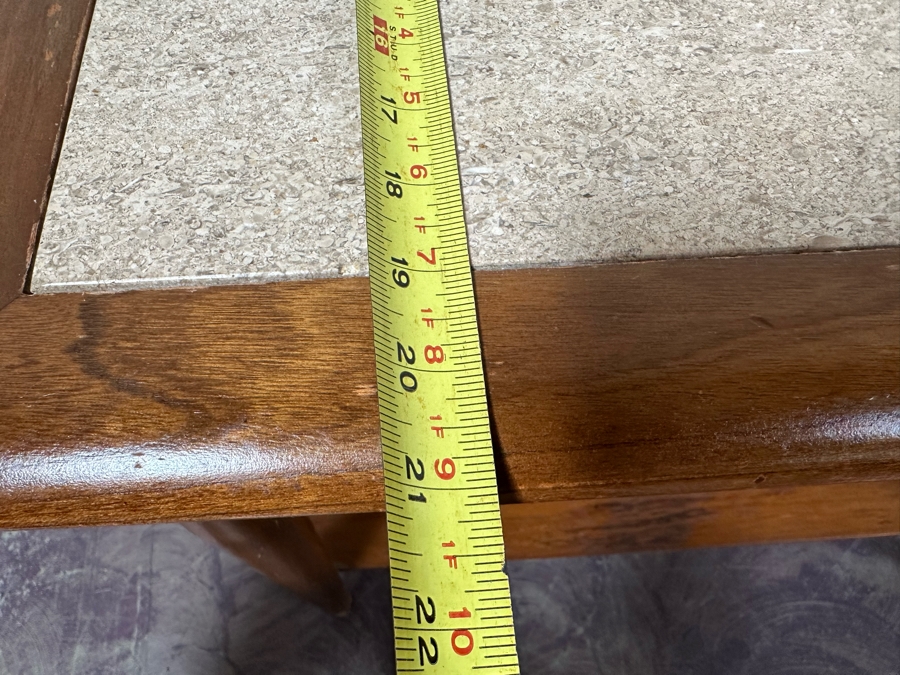 Mid-Century Modern Walnut Side Table With Marble Top 27.5'W X 21'D X 20'H [Photo 9]