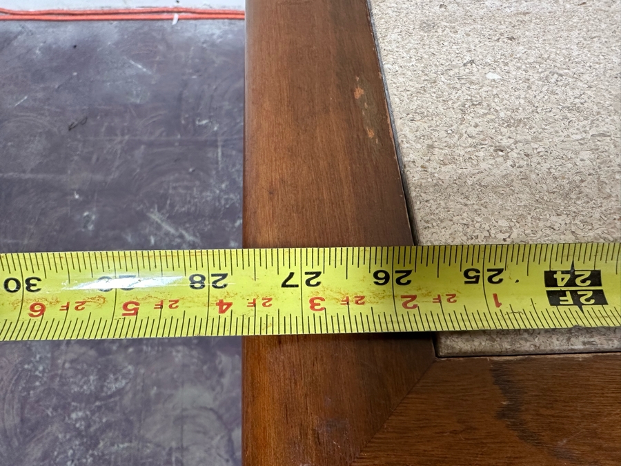 Mid-Century Modern Walnut Side Table With Marble Top 27.5'W X 21'D X 20'H [Photo 8]