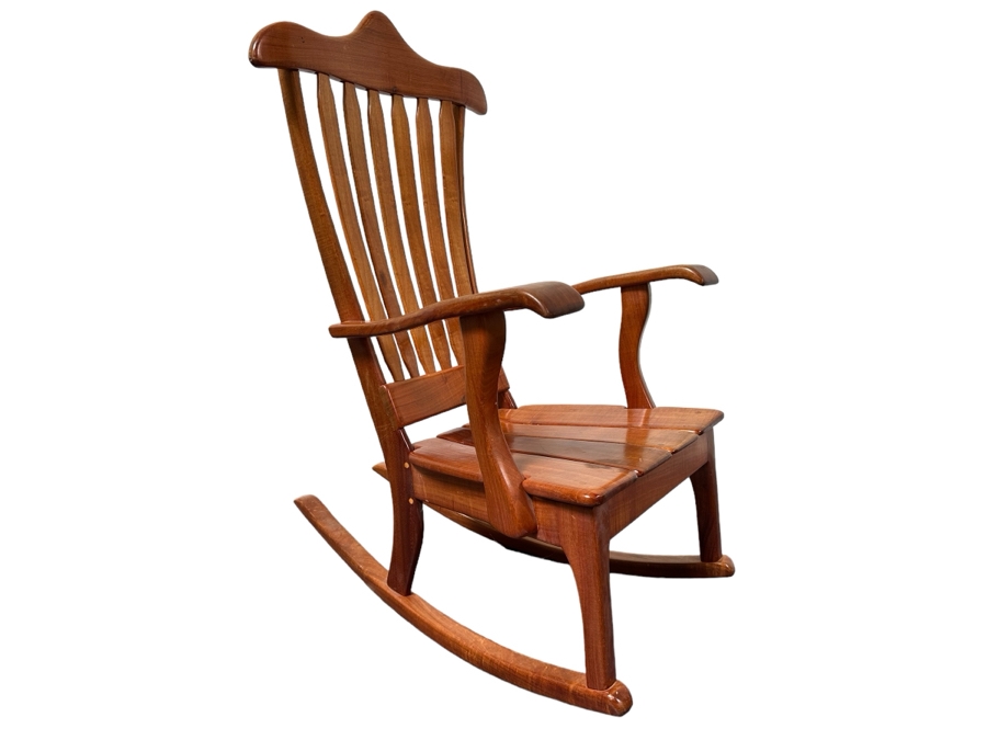 Glenn Severance Handmade Hawaiian Koa Wood Sculpted Rocker Rocking Chair Signed Underneath From Keaau, Hawaii 26'W X 36'D X 45'H Retails $2,800 [Photo 2]