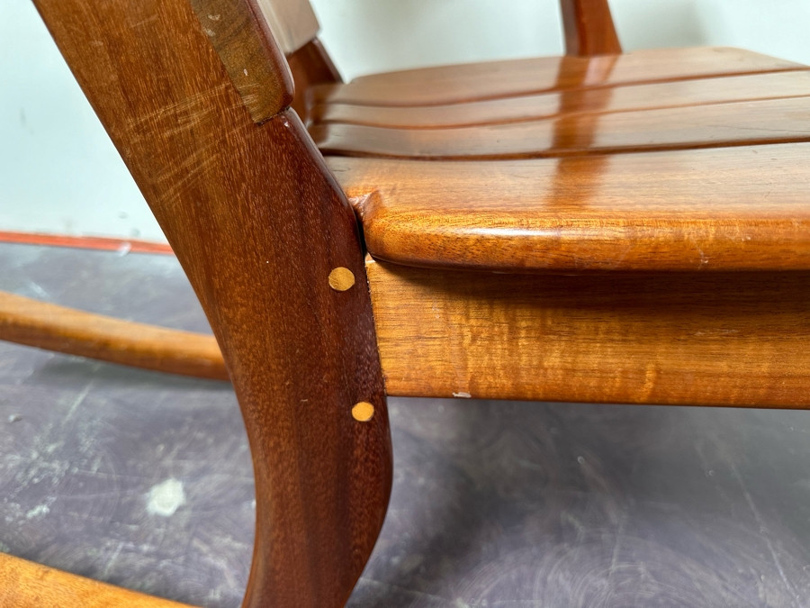 Glenn Severance Handmade Hawaiian Koa Wood Sculpted Rocker Rocking Chair Signed Underneath From Keaau, Hawaii 26'W X 36'D X 45'H Retails $2,800 [Photo 4]