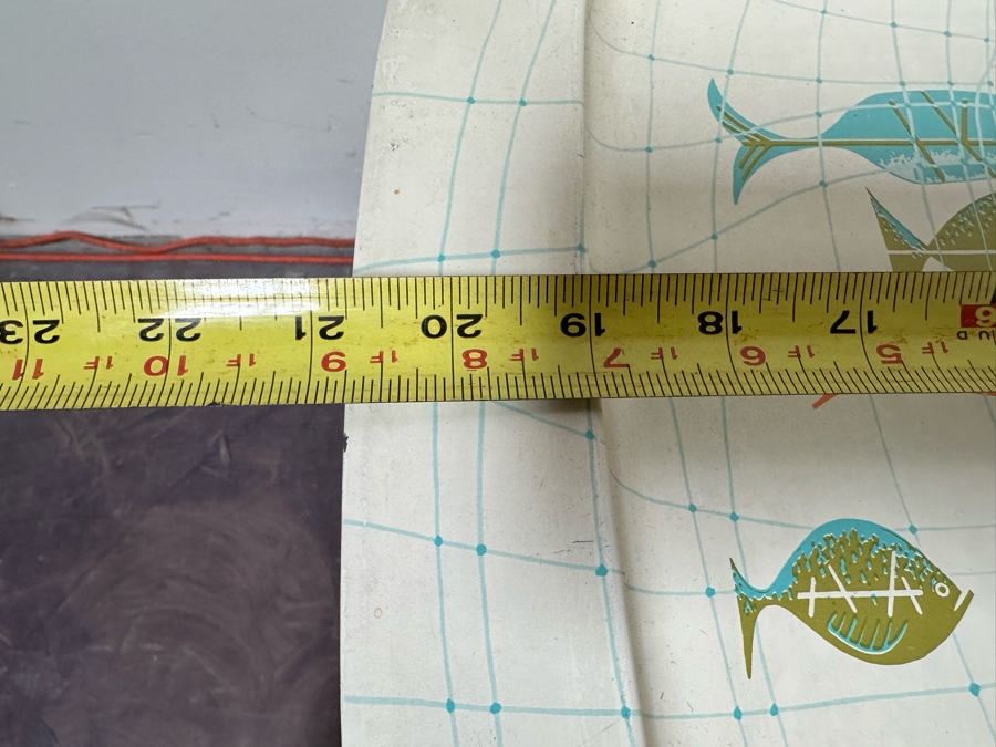 Six Mid-Century Modern Jay Rivkin Retro Fish Design Metal TV Trays 21' X 16' With Stand Carrier [Photo 6]