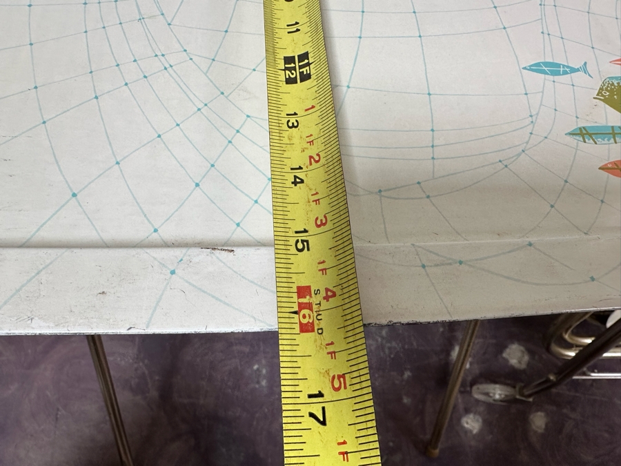 Six Mid-Century Modern Jay Rivkin Retro Fish Design Metal TV Trays 21' X 16' With Stand Carrier [Photo 7]