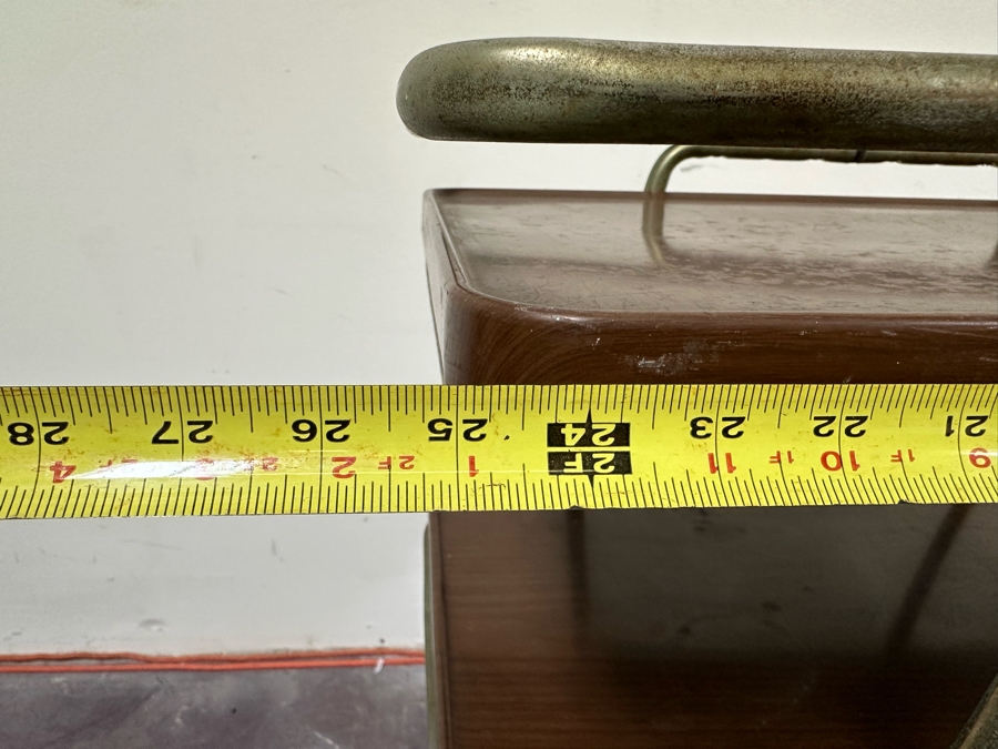 Vintage Mid-Century Modern Metal 3-Tier Bar Cart Trolley With Casters And Removable Serving Trays By Hamilton Cosco 25'W X 17'D X 31'H [Photo 6]