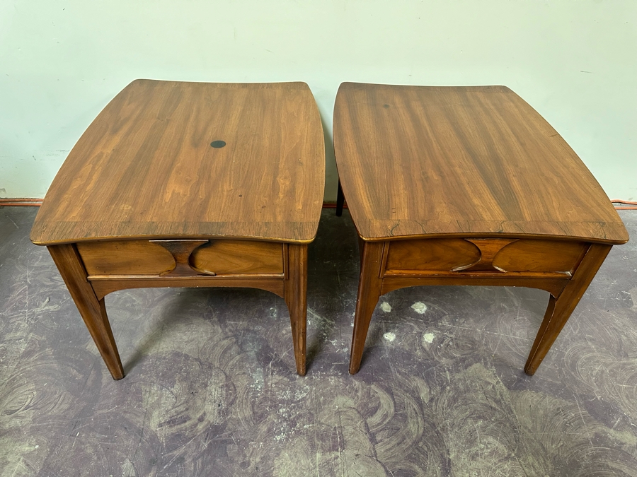 Pair Of Mid-Century Modern Kent Coffey Perspecta End Tables Walnut, Rosewood & Elm Wood 24'W X 30'D X 20'H [Photo 4]