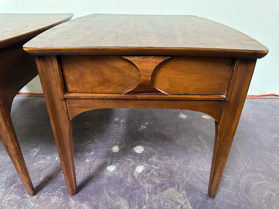 Pair Of Mid-Century Modern Kent Coffey Perspecta End Tables Walnut, Rosewood & Elm Wood 24'W X 30'D X 20'H [Photo 9]