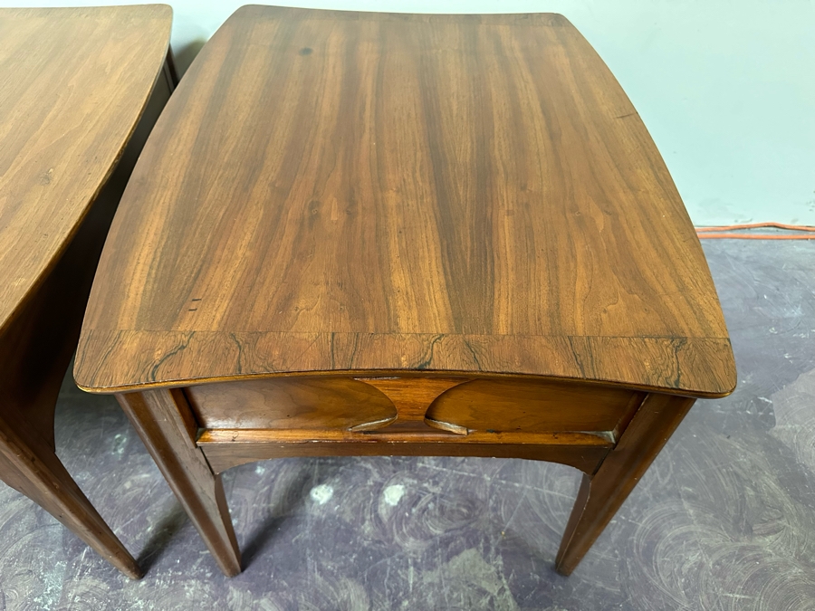 Pair Of Mid-Century Modern Kent Coffey Perspecta End Tables Walnut, Rosewood & Elm Wood 24'W X 30'D X 20'H [Photo 12]