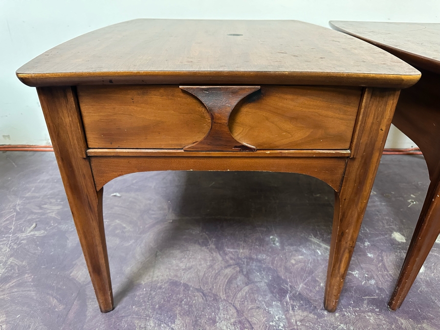 Pair Of Mid-Century Modern Kent Coffey Perspecta End Tables Walnut, Rosewood & Elm Wood 24'W X 30'D X 20'H [Photo 5]