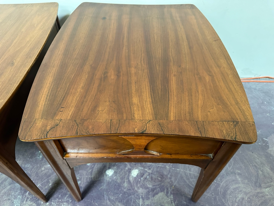 Pair Of Mid-Century Modern Kent Coffey Perspecta End Tables Walnut, Rosewood & Elm Wood 24'W X 30'D X 20'H [Photo 11]