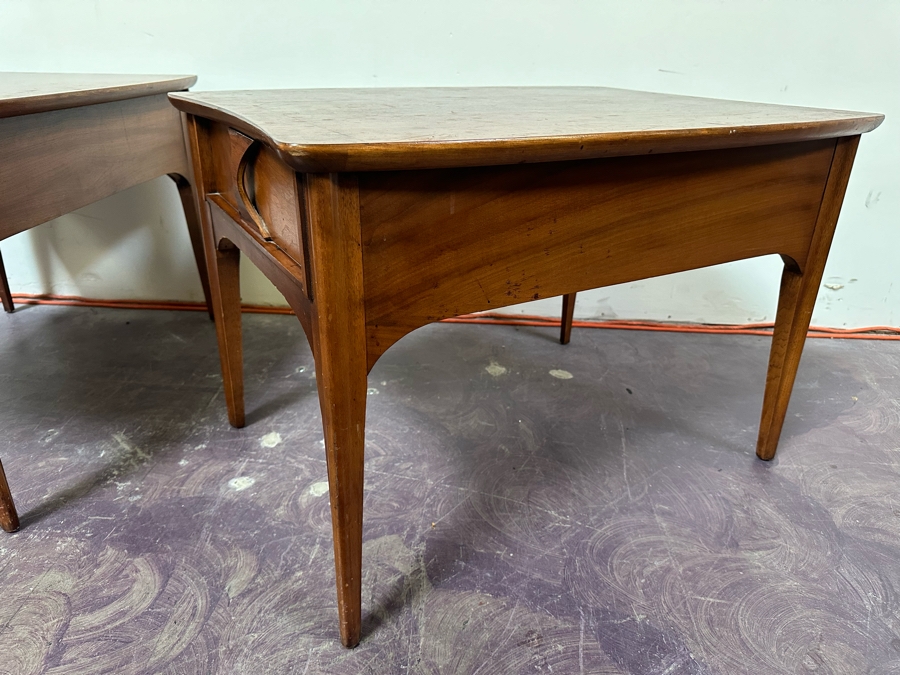 Pair Of Mid-Century Modern Kent Coffey Perspecta End Tables Walnut, Rosewood & Elm Wood 24'W X 30'D X 20'H [Photo 14]