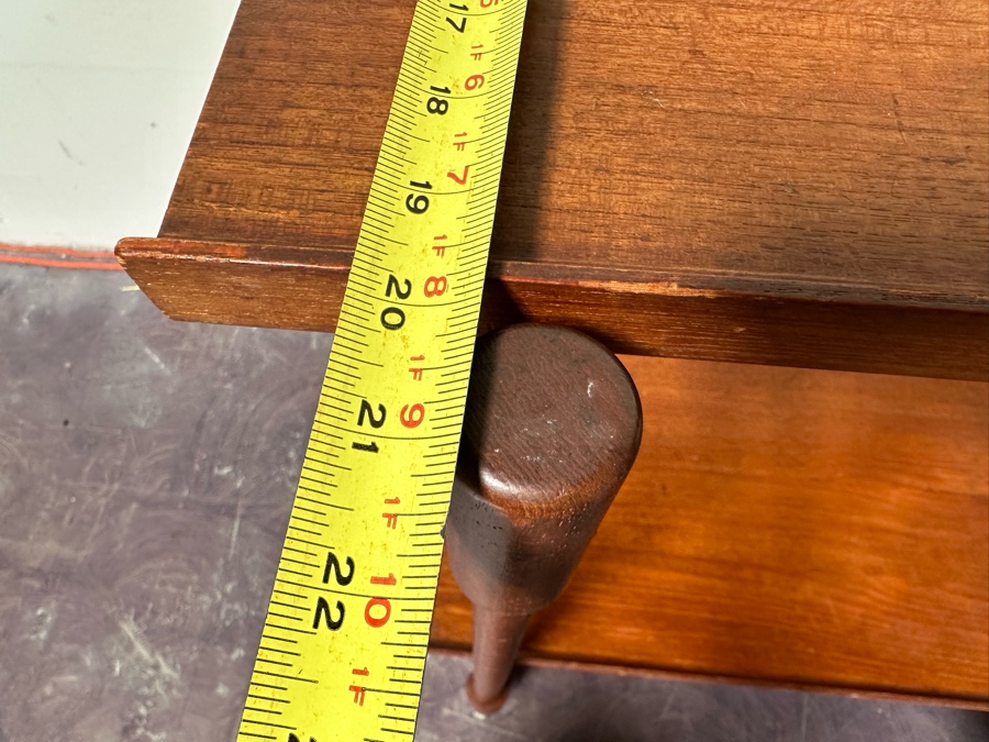 Mid-Century Modern Teak Bar Cart Trolley With Casters And Two Removable Trays 31.5'W X 21.5'D X 30'H [Photo 15]