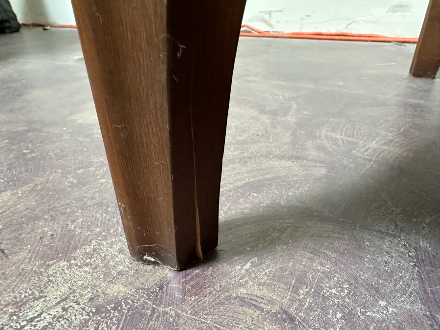 Vintage Mid-Century Modern Kent Coffey Perspecta Walnut Bar Cart Server Buffet (Both Back Legs Have Hairline Cracks - See Photos) 39.25'W X 18.5'D X 29'H [Photo 16]