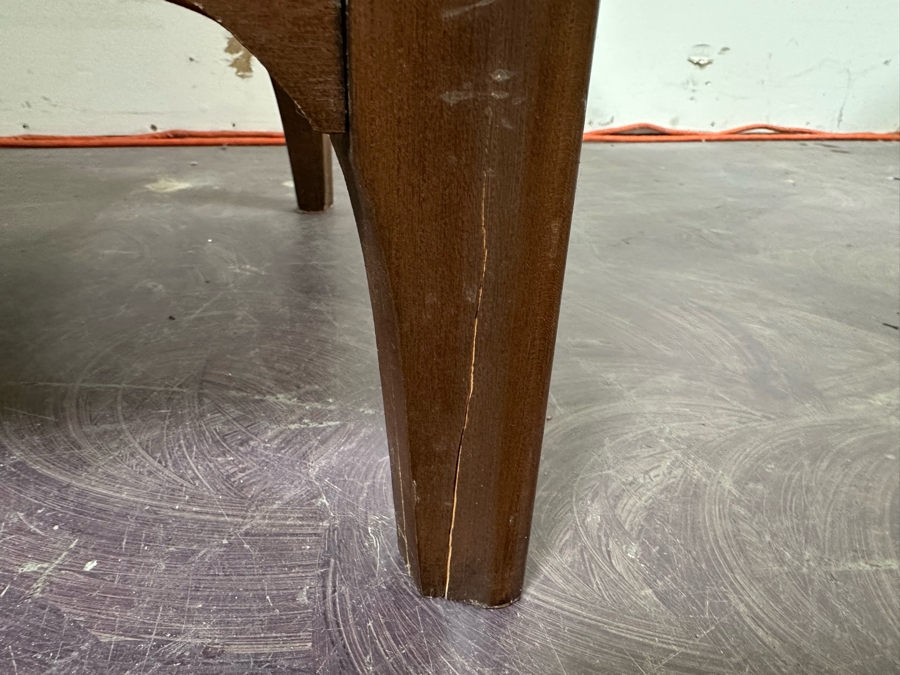 Vintage Mid-Century Modern Kent Coffey Perspecta Walnut Bar Cart Server Buffet (Both Back Legs Have Hairline Cracks - See Photos) 39.25'W X 18.5'D X 29'H [Photo 15]