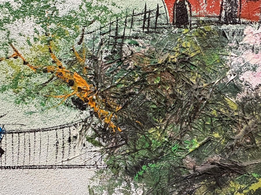 Pair Of Original Mao Chen (1942-2011, China / Hong Kong) Mixed Media Landscape Paintings With Horse Hair 14.5' X 23.5' Framed 21.5' X 30' [Photo 9]