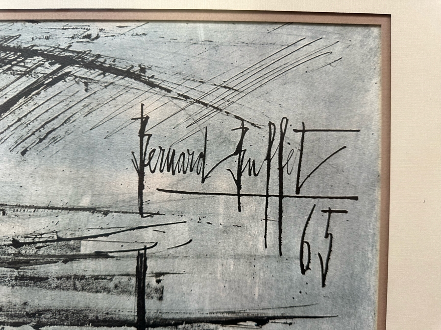 Bernard Buffet (1928-1999, French) Harbor In Brittany Print 24.5' X 19' Framed 31' X 25' [Photo 4]