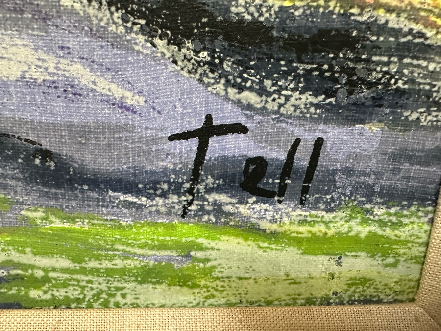 Vintage Original Still Life Painting On Canvas Signed Tell 18' X 24' Framed 27' X 33' [Photo 5]