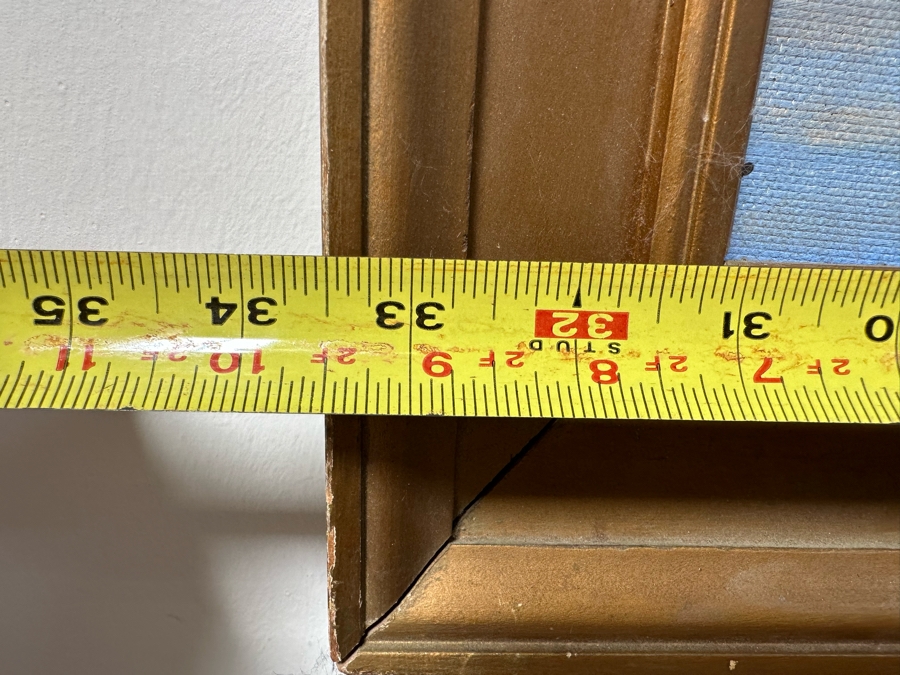 Original Folk Art Painting On Board Of East Coast Fishing Harbor By W. Weidman 1966 27.5' X 21.5' Framed 33.5' X 27.5' [Photo 14]