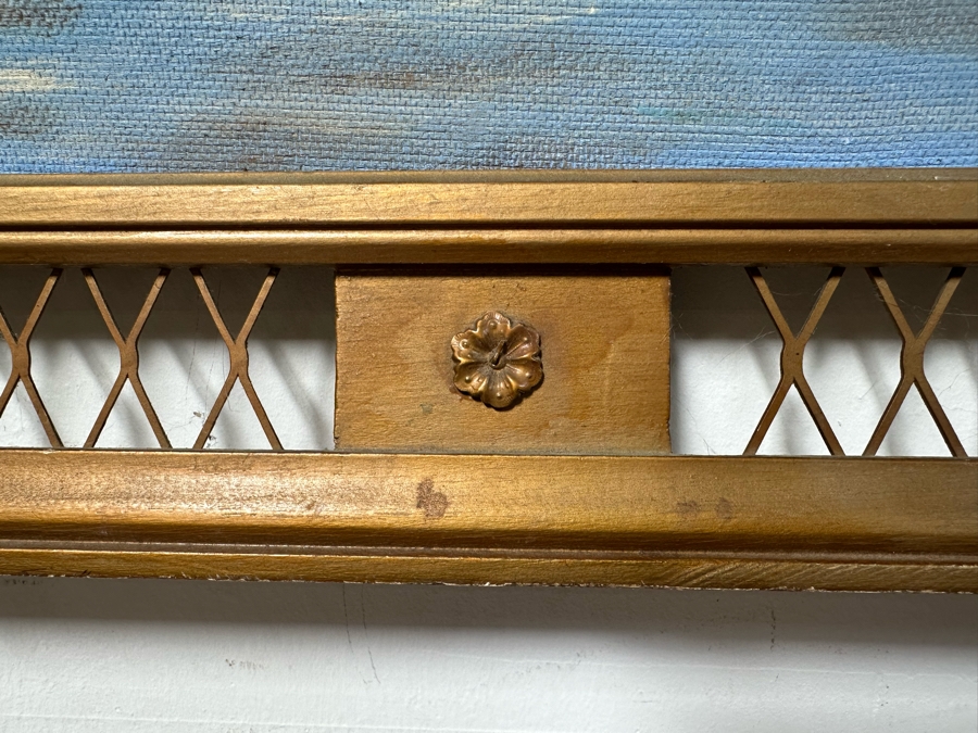 Original Folk Art Painting On Board Of East Coast Fishing Harbor By W. Weidman 1966 27.5' X 21.5' Framed 33.5' X 27.5' [Photo 11]