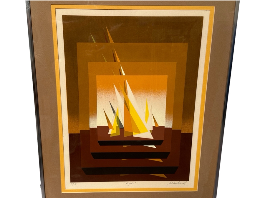 Limited Edition Print Titled Regatta By Warren Woodward Numbered 21 Of 175 18' X 24' Framed 24.5' X 30.5' [Photo 1]