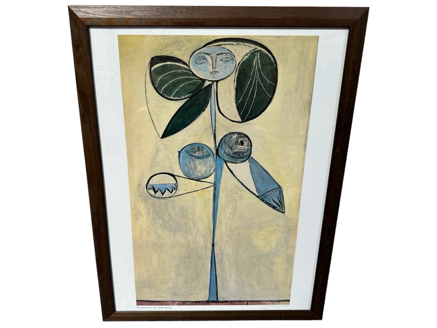 Framed Pablo Picasso Woman-Flower Poster Published By Enormous Art Printed In Great Britain Framed 26.5'W X 34.5'H [Photo 1]