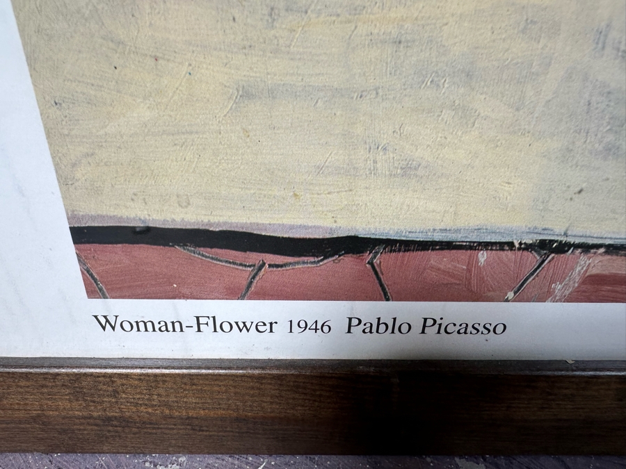 Framed Pablo Picasso Woman-Flower Poster Published By Enormous Art Printed In Great Britain Framed 26.5'W X 34.5'H [Photo 4]