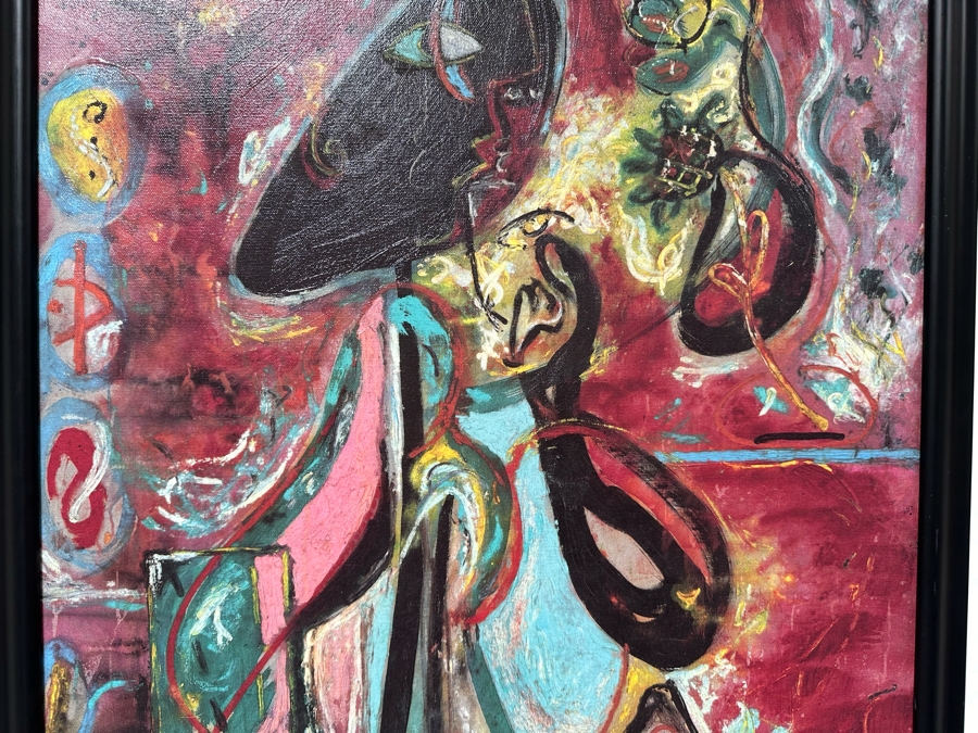 Jackson Pollock Framed Canvas Print Titled 'The Moon Woman 1942' 22'W X 34'H [Photo 5]
