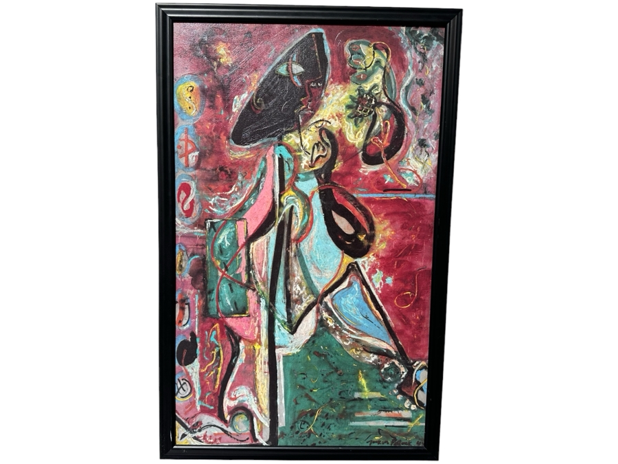 Jackson Pollock Framed Canvas Print Titled 'The Moon Woman 1942' 22'W X 34'H [Photo 1]