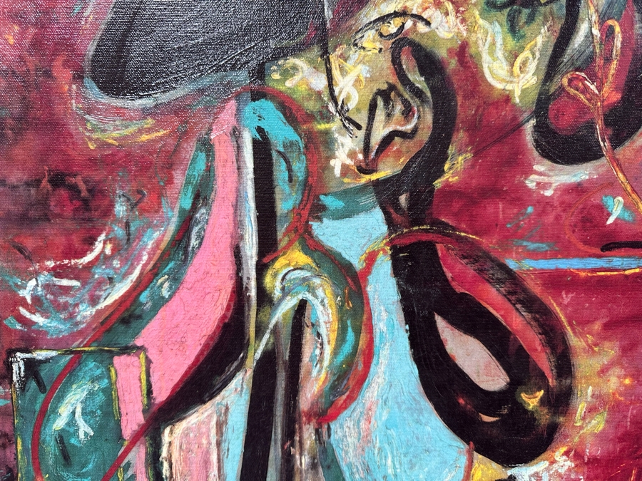 Jackson Pollock Framed Canvas Print Titled 'The Moon Woman 1942' 22'W X 34'H [Photo 6]
