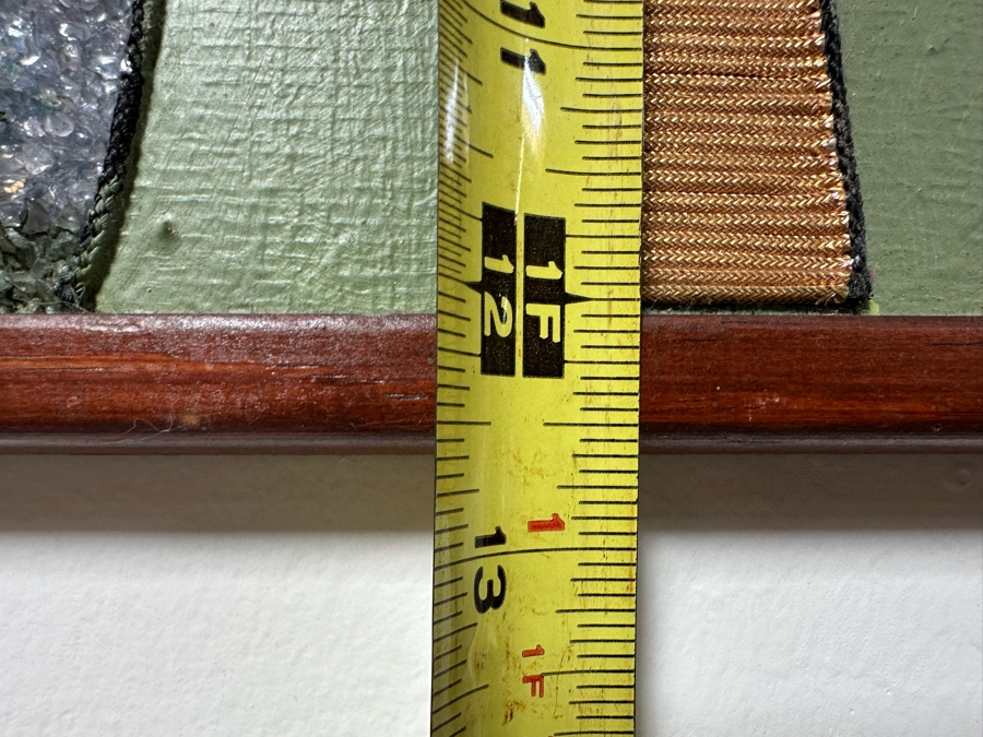 Vintage Mid-Century Modern Mixed-Media Gravel Artwork Still Life Painting With Fruit, Grapes & Wine 36'W X 12.5'H [Photo 8]