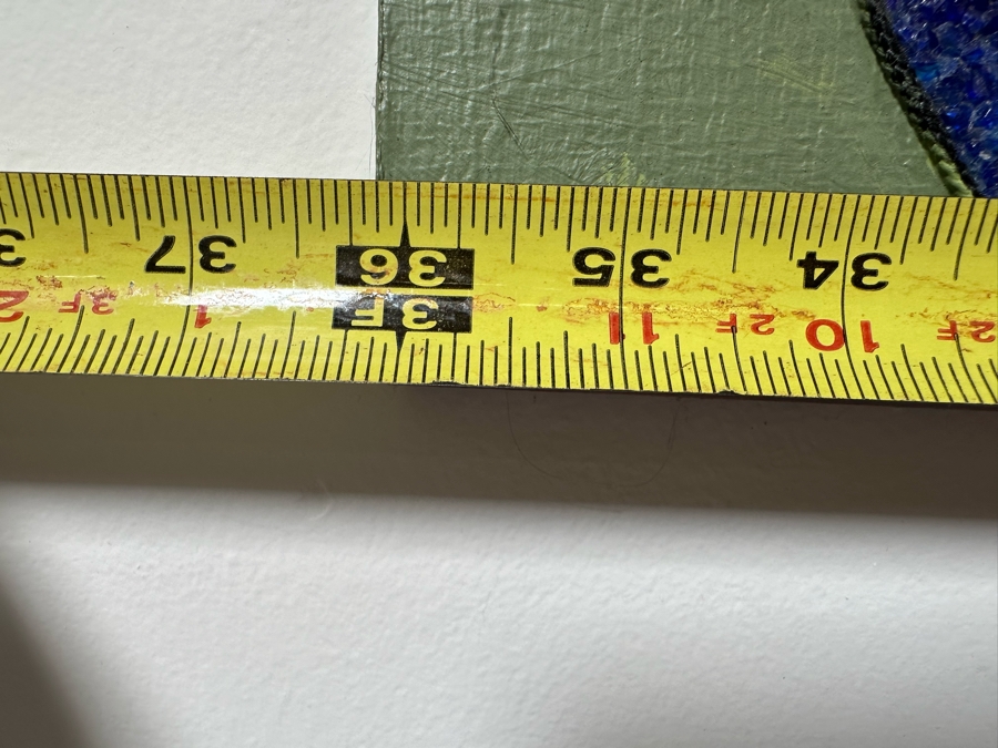 Vintage Mid-Century Modern Mixed-Media Gravel Artwork Still Life Painting With Fruit, Grapes & Wine 36'W X 12.5'H [Photo 7]