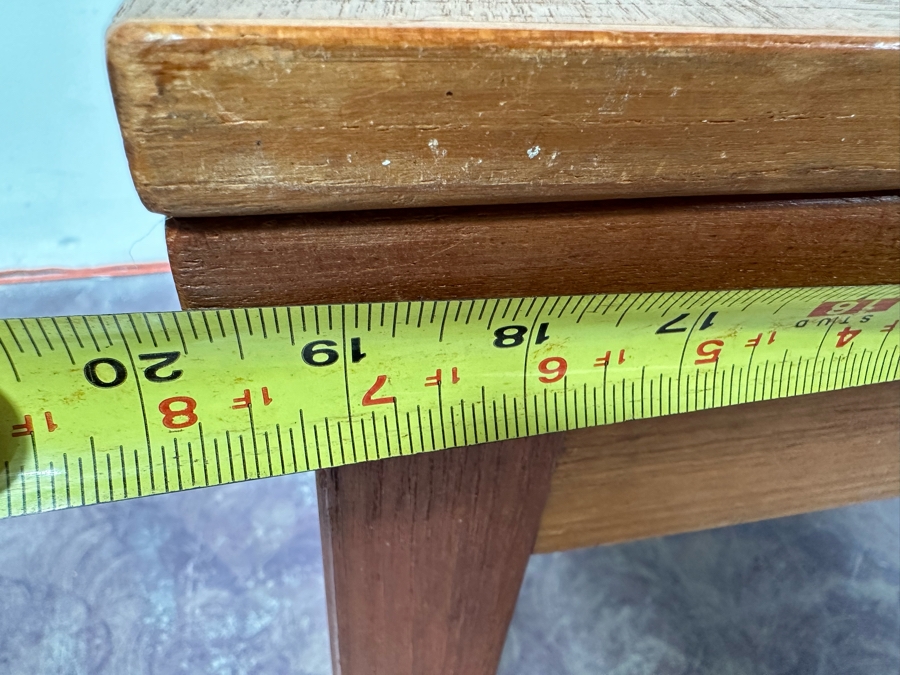 Vintage Danish AM Ansager Mobler Teak Dining Table With Two Built In Draw Leaves 53'W X 35.5'D X 29'H (Leaves Measure 19.5' Each) [Photo 10]