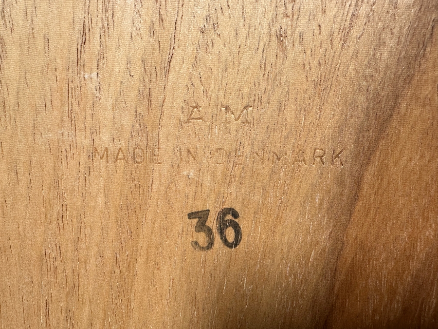 Vintage Danish AM Ansager Mobler Teak Dining Table With Two Built In Draw Leaves 53'W X 35.5'D X 29'H (Leaves Measure 19.5' Each) [Photo 2]