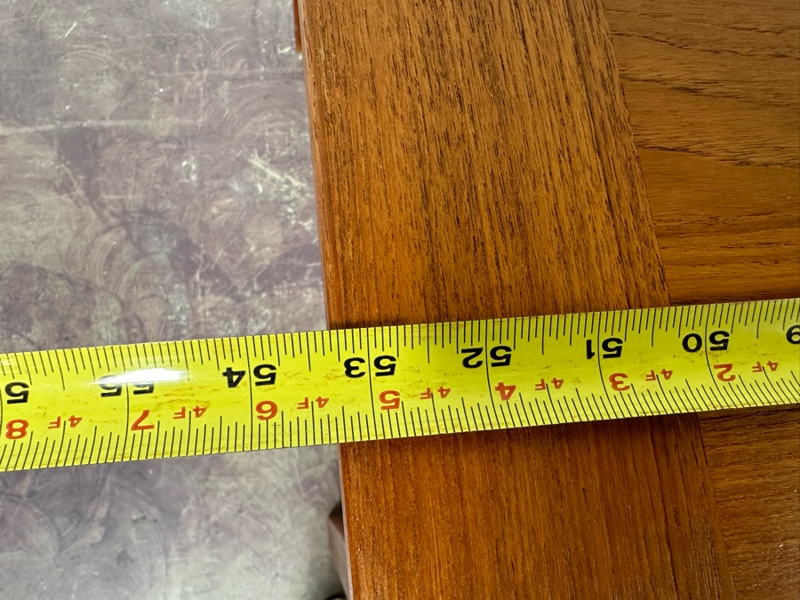 Vintage Danish AM Ansager Mobler Teak Dining Table With Two Built In Draw Leaves 53'W X 35.5'D X 29'H (Leaves Measure 19.5' Each) [Photo 8]