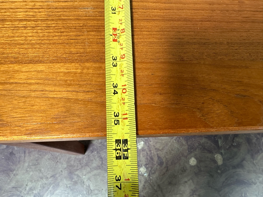 Vintage Danish AM Ansager Mobler Teak Dining Table With Two Built In Draw Leaves 53'W X 35.5'D X 29'H (Leaves Measure 19.5' Each) [Photo 7]