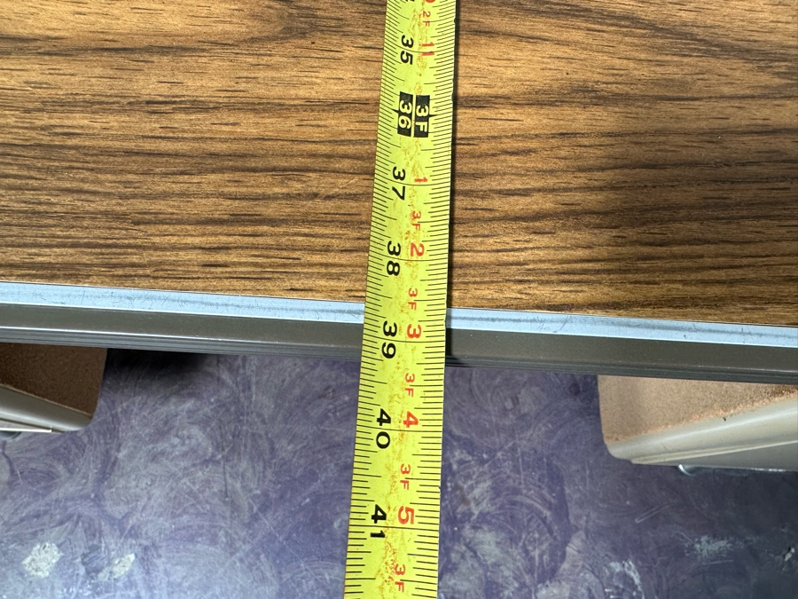 Rare Original 1960s Mid-Century Modern 'Fan Top' Curved Back Tanker Desk By All-Steel Equipment Inc In Great Condition 83'W X 39'D X 29.5'H [Photo 15]