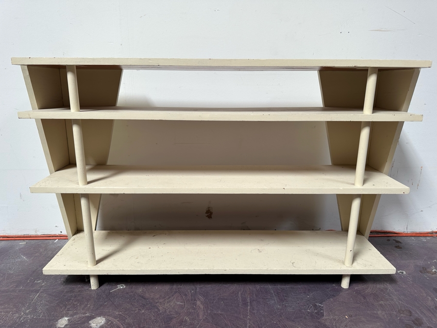 Vintage Custom Wooden Mid-Century Modern Bookshelf Could Use A Fresh Coat Of Paint 48'W X 12'D X 30'H [Photo 3]