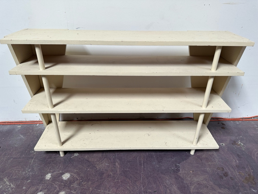 Vintage Custom Wooden Mid-Century Modern Bookshelf Could Use A Fresh Coat Of Paint 48'W X 12'D X 30'H [Photo 4]