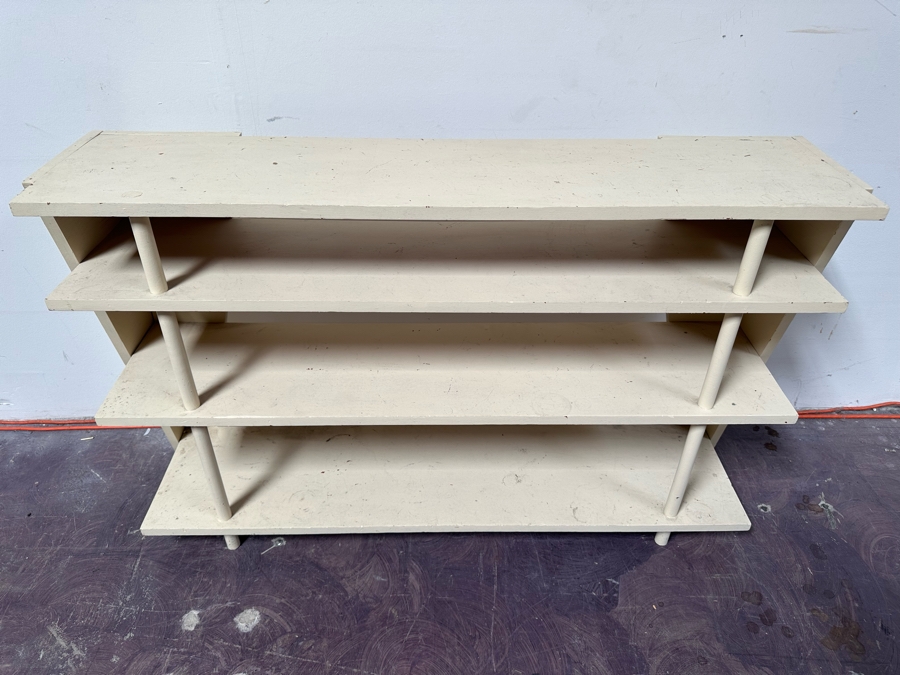 Vintage Custom Wooden Mid-Century Modern Bookshelf Could Use A Fresh Coat Of Paint 48'W X 12'D X 30'H [Photo 5]