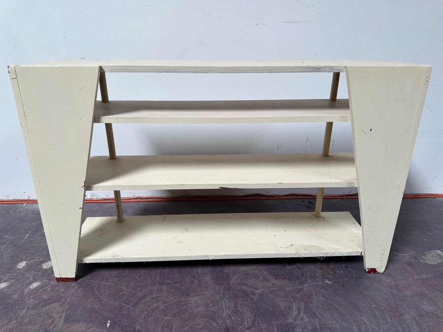 Vintage Custom Wooden Mid-Century Modern Bookshelf Could Use A Fresh Coat Of Paint 48'W X 12'D X 30'H [Photo 9]