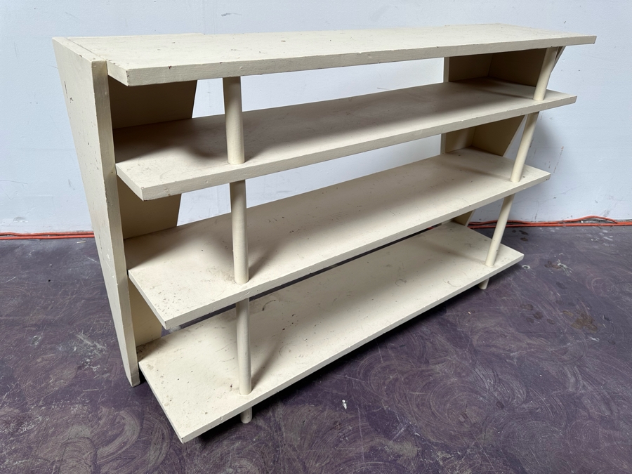 Vintage Custom Wooden Mid-Century Modern Bookshelf Could Use A Fresh Coat Of Paint 48'W X 12'D X 30'H [Photo 7]