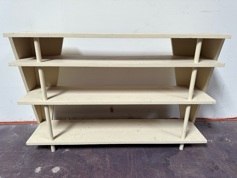 Vintage Custom Wooden Mid-Century Modern Bookshelf Could Use A Fresh Coat Of Paint 48'W X 12'D X 30'H [Photo 2]