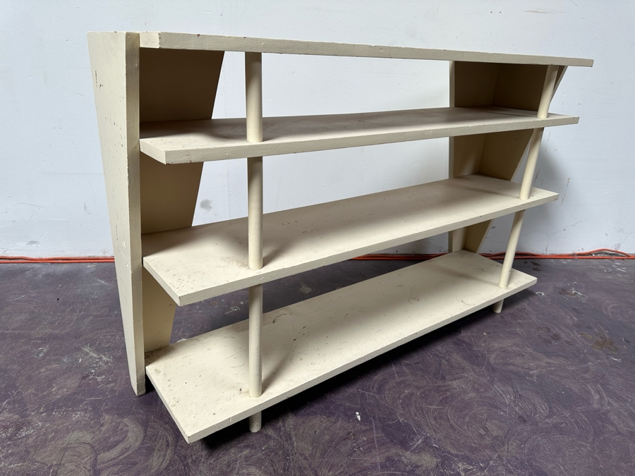 Vintage Custom Wooden Mid-Century Modern Bookshelf Could Use A Fresh Coat Of Paint 48'W X 12'D X 30'H [Photo 6]