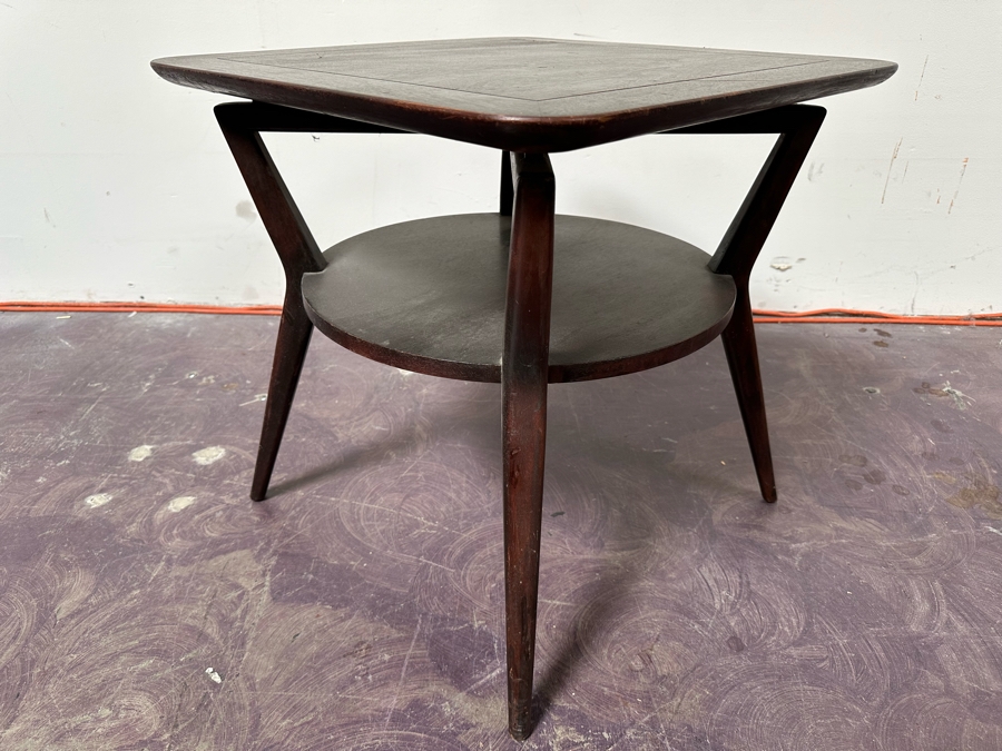 Vintage Mid-Century Modern Atomic Wooden Side Table By Weiman Tables Heirloom 295-2480 22'W X 22'D X 22'H [Photo 7]