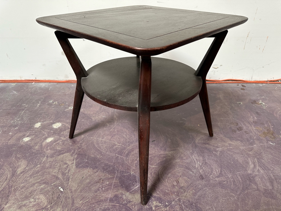 Vintage Mid-Century Modern Atomic Wooden Side Table By Weiman Tables Heirloom 295-2480 22'W X 22'D X 22'H [Photo 8]